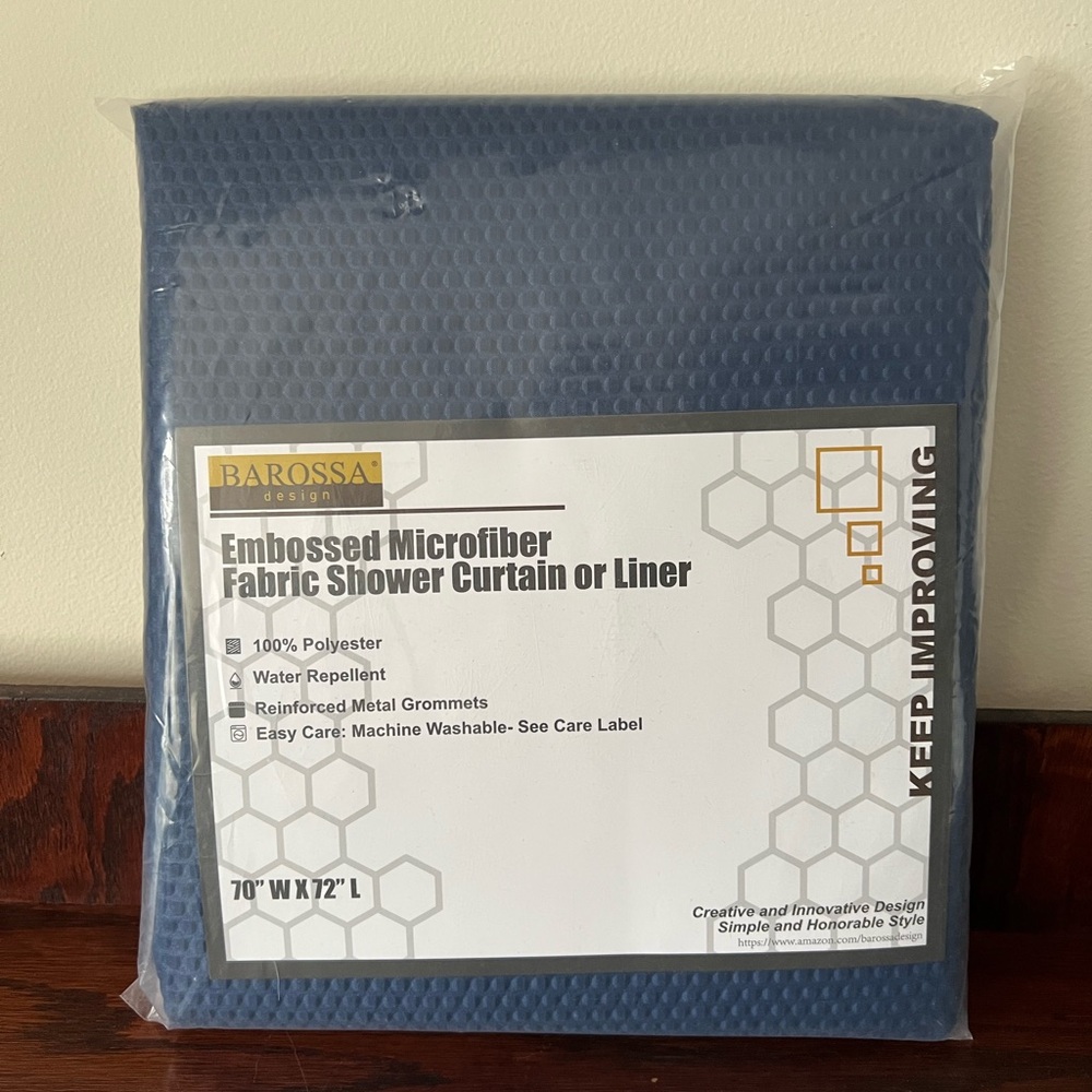 Barossa Blue Embossed Microfiber Shower Curtain